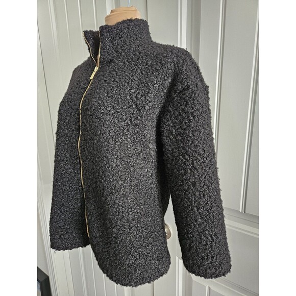 Anne Klein Black Fuzzy Zippered Sweater Jacket Sz S NWT cottage classic - Picture 2 of 11